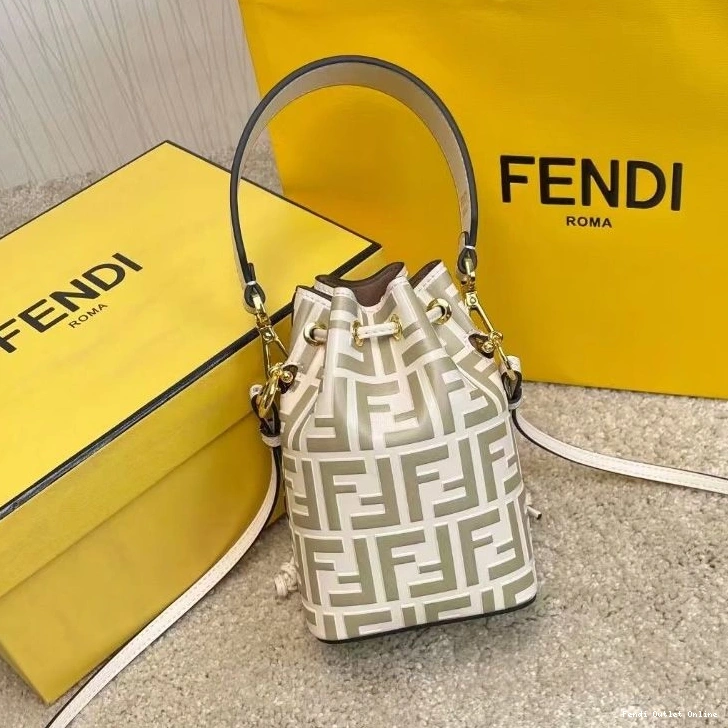 Affordable Bag Fendi White In Mon Tresor Leather FF Calf Mini Motif Bucket 0724
